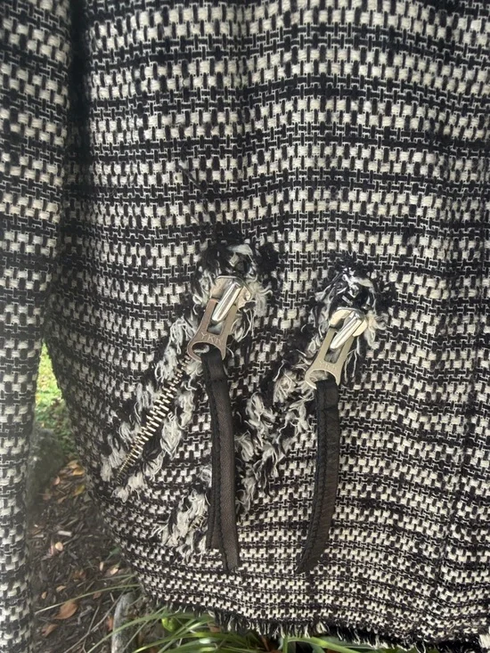 Rebecca Taylor Jacket tweed leather trim zipper legally blonde 2000s classic - Picture 2 of 6